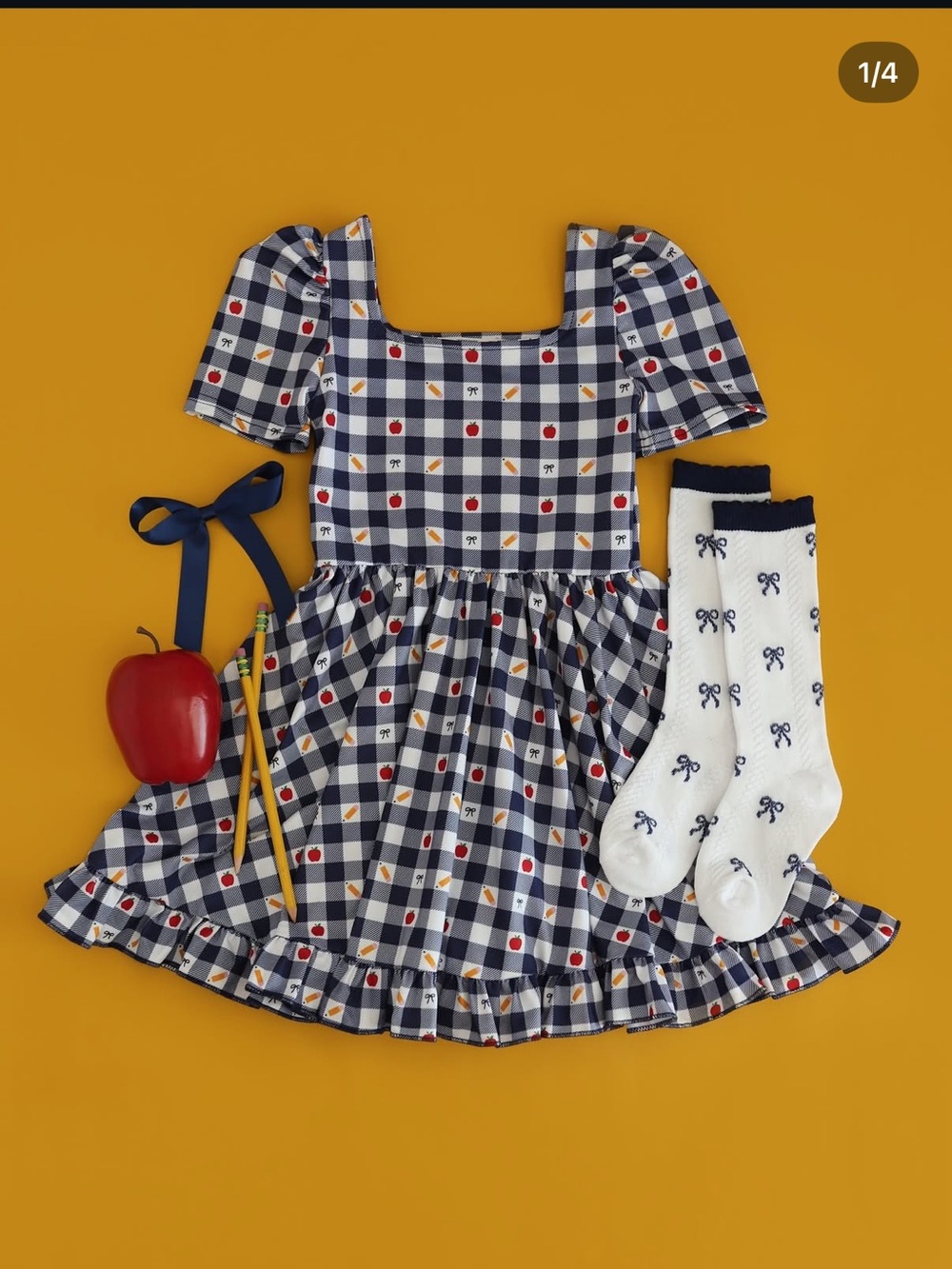 Little Stocking Co. Schoolgirl Gingham Ruffle Dress Size 10 NWOT